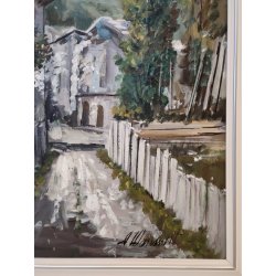 GRANDE QUADRO DIPINTO OLIO TELA D. Marianelli PAESAGGIO Entrèves COURMAYEUR '900