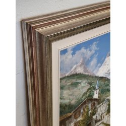 GRANDE QUADRO DIPINTO OLIO TELA D. Marianelli PAESAGGIO Entrèves COURMAYEUR '900