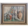 QUADRO DIPINTO OLIO TELA Francesco Rinone 1964 NATURA MORTA Vaso Fiori Statua