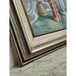 QUADRO DIPINTO OLIO TELA Francesco Rinone 1964 NATURA MORTA Vaso Fiori Statua