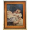 ANTICO QUADRO DIPINTO olio tela 1924 RITRATTO Mich. Colio BACIO l' Amore Materno