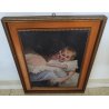 ANTICO QUADRO DIPINTO olio tela 1924 RITRATTO Mich. Colio BACIO l' Amore Materno