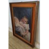 ANTICO QUADRO DIPINTO olio tela 1924 RITRATTO Mich. Colio BACIO l' Amore Materno