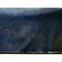 ANTICO QUADRO DIPINTO olio tela 1924 RITRATTO Mich. Colio BACIO l' Amore Materno