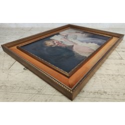 ANTICO QUADRO DIPINTO olio tela 1924 RITRATTO Mich. Colio BACIO l' Amore Materno
