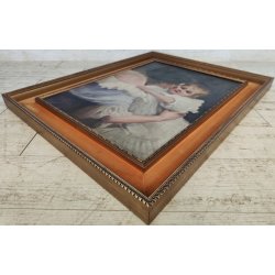 ANTICO QUADRO DIPINTO olio tela 1924 RITRATTO Mich. Colio BACIO l' Amore Materno