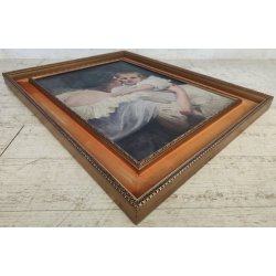 ANTICO QUADRO DIPINTO olio tela 1924 RITRATTO Mich. Colio BACIO l' Amore Materno