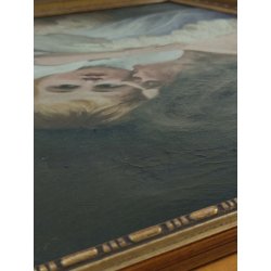 ANTICO QUADRO DIPINTO olio tela 1924 RITRATTO Mich. Colio BACIO l' Amore Materno