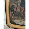 ANTICO QUADRO OLEOGRAFIA Deposizione di Cristo Croce STAMPA TELA Cornice Dorata