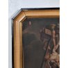 ANTICO QUADRO OLEOGRAFIA Deposizione di Cristo Croce STAMPA TELA Cornice Dorata
