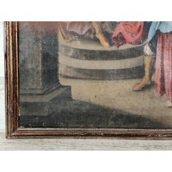ANTICO DIPINTO RELIGIOSO XIX SEC olio tela Gesù al Cospetto di Caifa CORNICE ORO