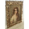 QUADRO DIPINTO OLIO TAVOLA G. Maldarelli RITRATTO DONNA '900 CORNICE BAROCCA