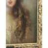 QUADRO DIPINTO OLIO TAVOLA G. Maldarelli RITRATTO DONNA '900 CORNICE BAROCCA