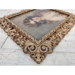 QUADRO DIPINTO OLIO TAVOLA G. Maldarelli RITRATTO DONNA '900 CORNICE BAROCCA