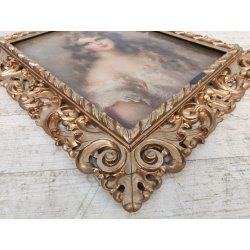 QUADRO DIPINTO OLIO TAVOLA G. Maldarelli RITRATTO DONNA '900 CORNICE BAROCCA
