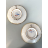 COPPIA PIATTO da POMPA MAIOLICA LUSTRO ORO  A. Rubboli Gualdo Tadino ø 20 cm '40