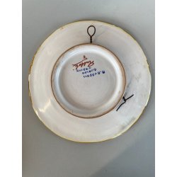 COPPIA PIATTO da POMPA MAIOLICA LUSTRO ORO  A. Rubboli Gualdo Tadino ø 20 cm '40