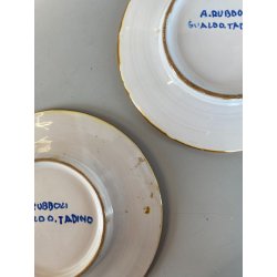 2 PIATTO PARATA MAIOLICA LUSTRO ORO A. Rubboli Gualdo Tadino INTEGRI ø17,5cm '40