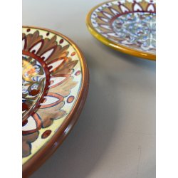 2 PIATTO PARATA MAIOLICA LUSTRO ORO A. Rubboli Gualdo Tadino INTEGRI ø17,5cm '40