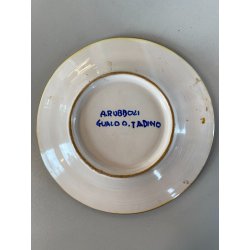 2 PIATTO PARATA MAIOLICA LUSTRO ORO A. Rubboli Gualdo Tadino INTEGRI ø17,5cm '40