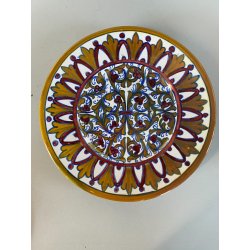 2 PIATTO PARATA MAIOLICA LUSTRO ORO A. Rubboli Gualdo Tadino INTEGRI ø17,5cm '40