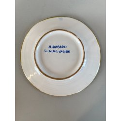 2 PIATTO PARATA MAIOLICA LUSTRO ORO A. Rubboli Gualdo Tadino INTEGRI ø17,5cm '40