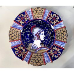 PIATTO PARATA MAIOLICA LUSTRO Gualdo Tadino B.A.U. G. Marini PROFILO GUERRIERO