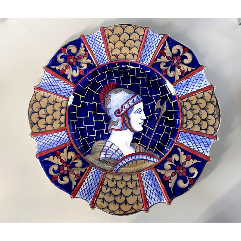 PIATTO PARATA MAIOLICA LUSTRO Gualdo Tadino B.A.U. G. Marini PROFILO GUERRIERO