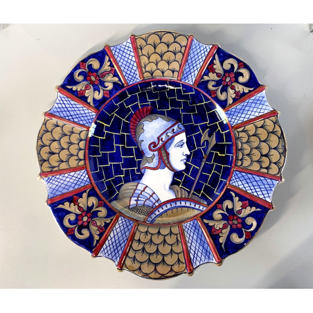 PIATTO PARATA MAIOLICA LUSTRO Gualdo Tadino B.A.U. G. Marini PROFILO GUERRIERO