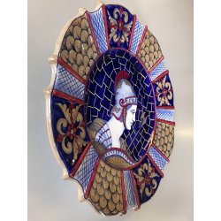 PIATTO PARATA MAIOLICA LUSTRO Gualdo Tadino B.A.U. G. Marini PROFILO GUERRIERO