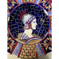 PIATTO PARATA MAIOLICA LUSTRO Gualdo Tadino B.A.U. G. Marini PROFILO GUERRIERO