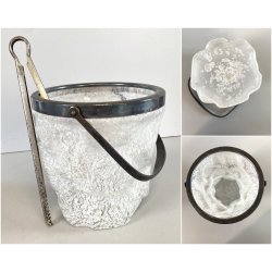 SECCHIELLO GHIACCIO VETRO Art Decò CRAKED ICE EFFECT ATTR. WMF + PINZE ARGENTATE