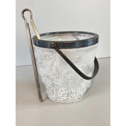SECCHIELLO GHIACCIO VETRO Art Decò CRAKED ICE EFFECT ATTR. WMF + PINZE ARGENTATE