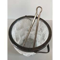 SECCHIELLO GHIACCIO VETRO Art Decò CRAKED ICE EFFECT ATTR. WMF + PINZE ARGENTATE