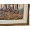 QUADRO DIPINTO OLIO TELA Artino Giroldi 1964 PAESAGGIO Bosco Laghetto TRAMONTO