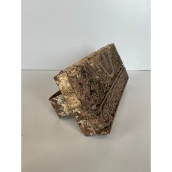 ANTICO TIMBRO TESSILE BLOCCO STAMPA RAME TAMPONE INCHIOSTRO FIORI 19x17cm '900