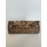 ANTICO TIMBRO TESSILE BLOCCO STAMPA RAME TAMPONE INCHIOSTRO FIORI 19x17cm '900
