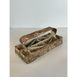 ANTICO TIMBRO TESSILE BLOCCO STAMPA RAME TAMPONE INCHIOSTRO FIORI 19x17cm '900