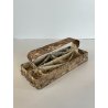 ANTICO TIMBRO TESSILE BLOCCO STAMPA RAME TAMPONE INCHIOSTRO FIORI 19x17cm '900