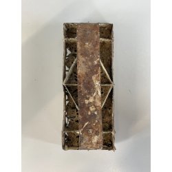 ANTICO TIMBRO TESSILE BLOCCO STAMPA RAME TAMPONE INCHIOSTRO FIORI 19x17cm '900