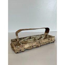 ANTICO TIMBRO TESSILE BLOCCO STAMPA RAME TAMPONE INCHIOSTRO FIORI 19x17cm '900