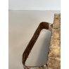 ANTICO TIMBRO TESSILE BLOCCO STAMPA RAME TAMPONE INCHIOSTRO FIORI 19x17cm '900