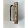 ANTICO TIMBRO TESSILE BLOCCO STAMPA RAME TAMPONE INCHIOSTRO FIORI 19x17cm '900