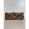 ANTICO TIMBRO TESSILE BLOCCO STAMPA RAME TAMPONE INCHIOSTRO FIORI 19x17cm '900