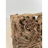 ANTICO TIMBRO TESSILE BLOCCO STAMPA RAME TAMPONE INCHIOSTRO FIORI 19x17cm '900