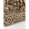 ANTICO TIMBRO TESSILE BLOCCO STAMPA RAME TAMPONE INCHIOSTRO FIORI 19x17cm '900