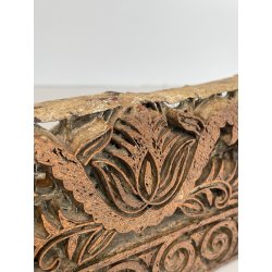 ANTICO TIMBRO TESSILE BLOCCO STAMPA RAME TAMPONE INCHIOSTRO FIORI 19x17cm '900