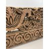 ANTICO TIMBRO TESSILE BLOCCO STAMPA RAME TAMPONE INCHIOSTRO FIORI 19x17cm '900