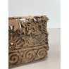 ANTICO TIMBRO TESSILE BLOCCO STAMPA RAME TAMPONE INCHIOSTRO FIORI 19x17cm '900