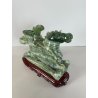 ANTICA SCULTURA ASIATICA CAVALLO IN PIETRA GIADA VERDE PEGASO ALI BASE HORSE